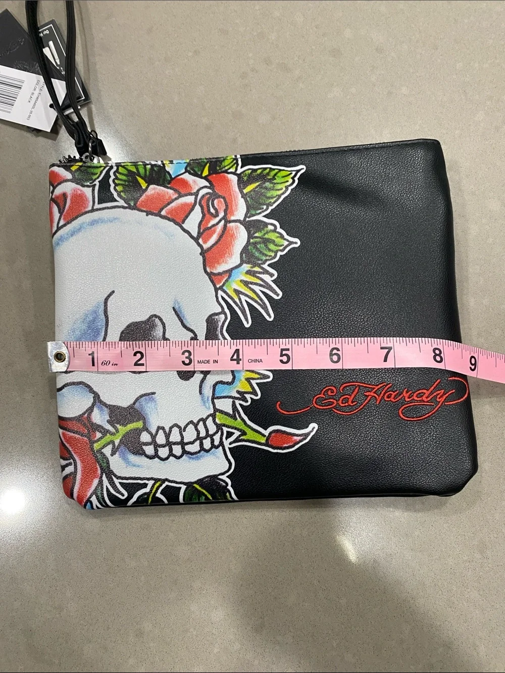 nwt ed hardy skull wristlet bag purse tattoo